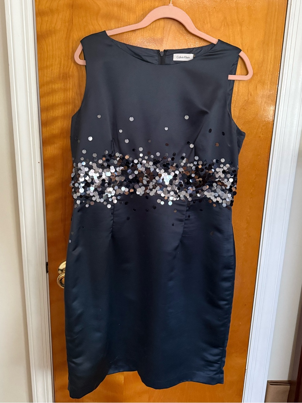 Calvin Klein Black Sleeveless Sequin Band Cocktail Dress